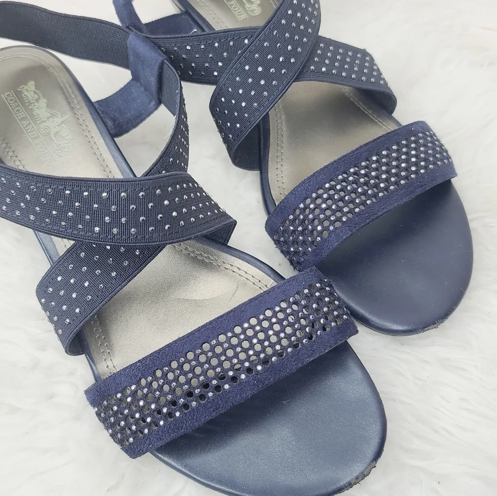 Coach and four slip on stretchy band mini wedge heel sz 7.5